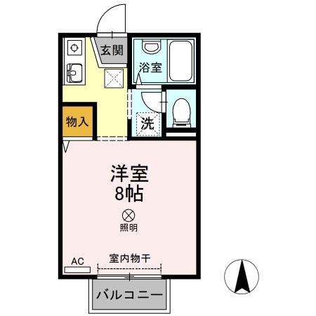 レジデンス高柳A棟(ワンルーム/2階)の間取り写真