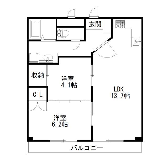 ハイツトレンディI(2LDK/1階)の間取り写真