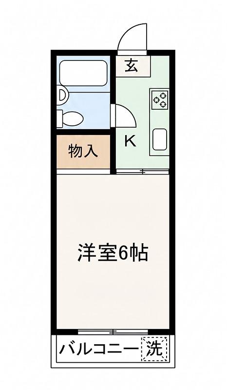 Kフラット(1K/2階)の間取り写真
