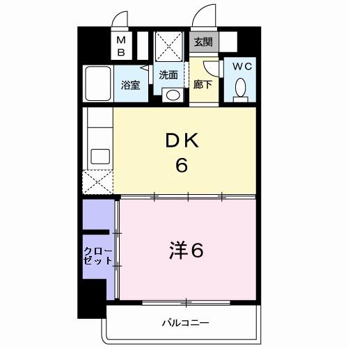 アーデル・ブルク(1DK/2階)の間取り写真