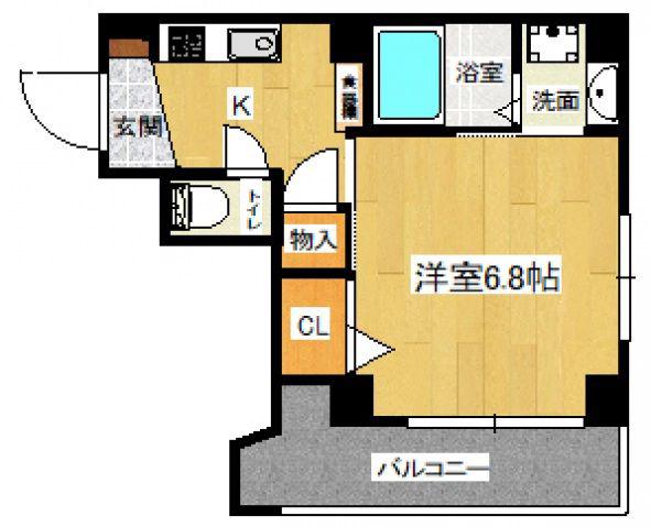リフレスロイヤルシティIII(1K/6階)の間取り写真