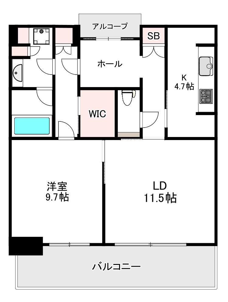 グラングリーン大阪 THE ノース RESIDENCE(1LDK/12階)の間取り写真