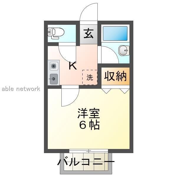 ブロードウェータウンB(1K/1階)の間取り写真