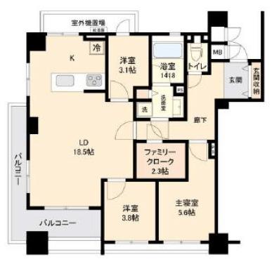 プロスペクト森下(3LDK/1階)の間取り写真