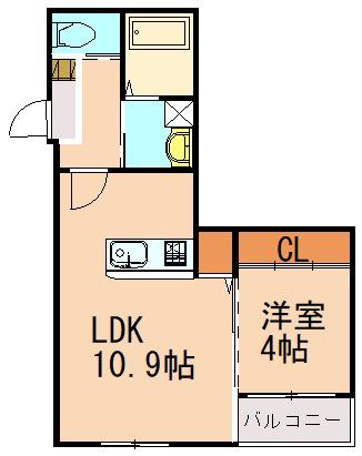 BRAVE BASE 遠賀 サウス(1LDK/1階)の間取り写真