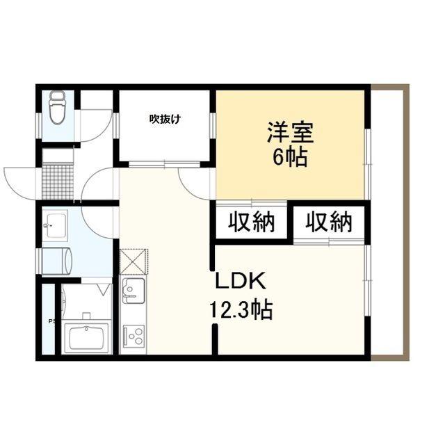 伊勢崎第2コートハウス(1LDK/2階)の間取り写真