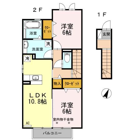 GRACIA I(2LDK/2階)の間取り写真