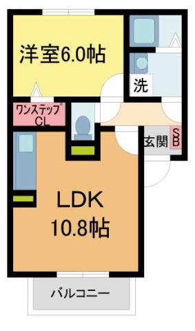 クレスト西宮東(1LDK/1階)の間取り写真
