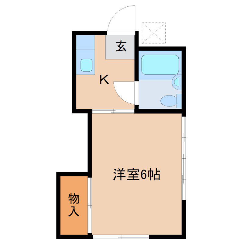 万町 田口ハイツ(1K/2階)の間取り写真