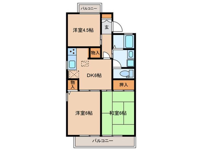 アスタルテ調布(3DK/2階)の間取り写真