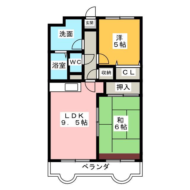 リバーサイド富士 II(2LDK/4階)の間取り写真
