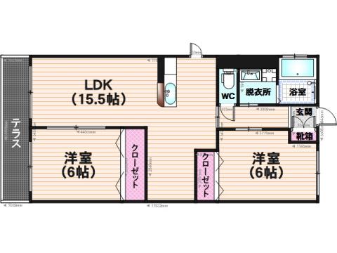 コンフォート長住(2LDK/1階)の間取り写真