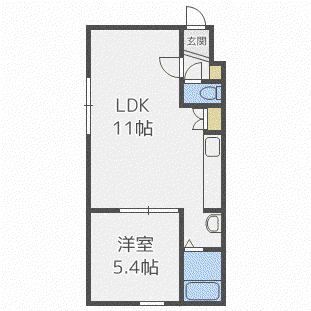 プラウド南郷(1LDK/4階)の間取り写真