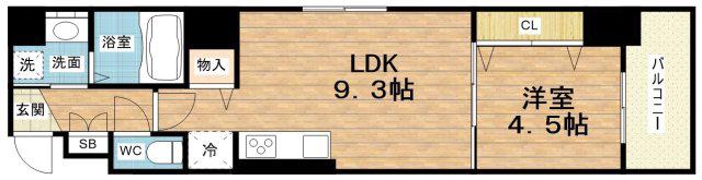 地下鉄千日前線 阿波座駅 徒歩6分 9階建 築4年(1LDK/3階)の間取り写真