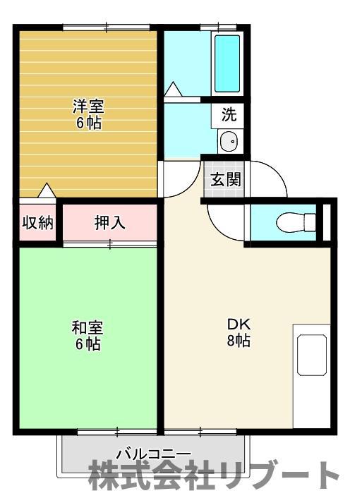 グラーツ西治(2DK/1階)の間取り写真