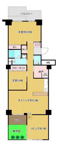 シーアイハイツ和光B棟(2SLDK/1階)の間取り写真