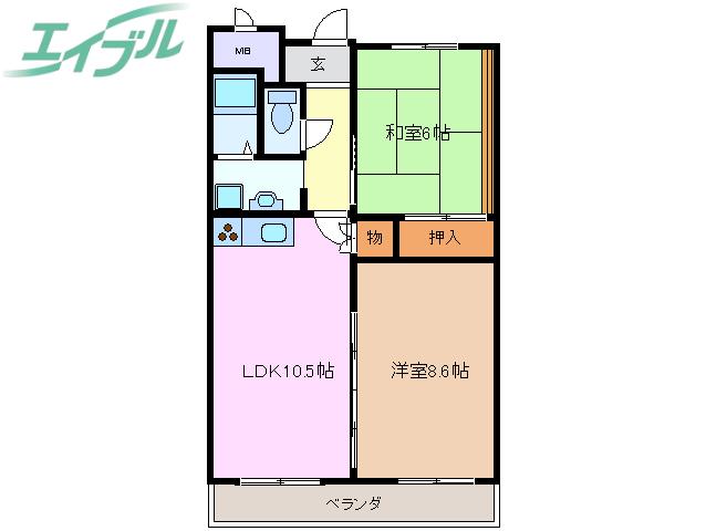 コート西浦(2LDK/7階)の間取り写真