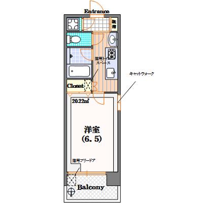 フェーリス北堀江(1K/10階)の間取り写真