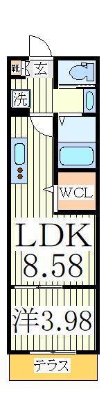 ルノン柏(1LDK/1階)の間取り写真