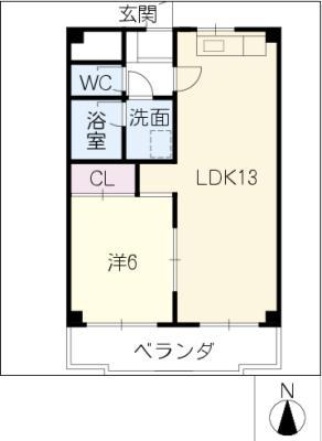 みそらぎハイツ(1LDK/4階)の間取り写真