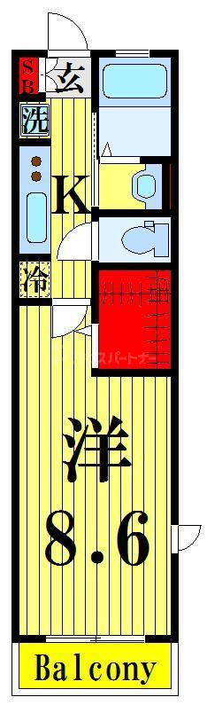 CREST COURT(1K/2階)の間取り写真