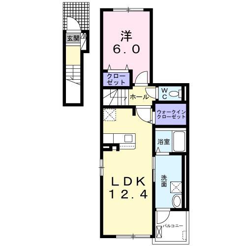 ヴェゼル(1LDK/2階)の間取り写真