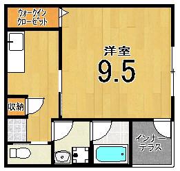 KKハウスII(1K/2階)の間取り写真