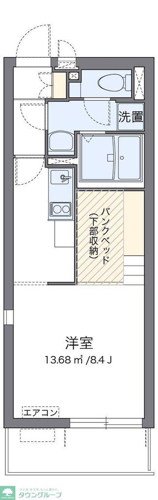 ミランダアイリス(ワンルーム/2階)の間取り写真
