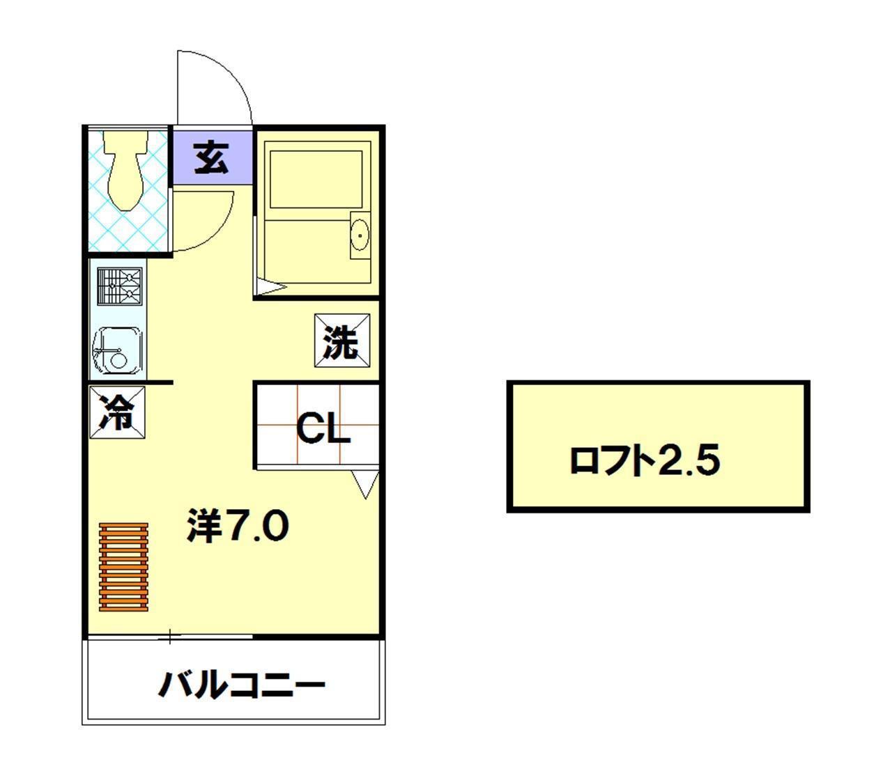 ドリームハイツM(ワンルーム/2階)の間取り写真