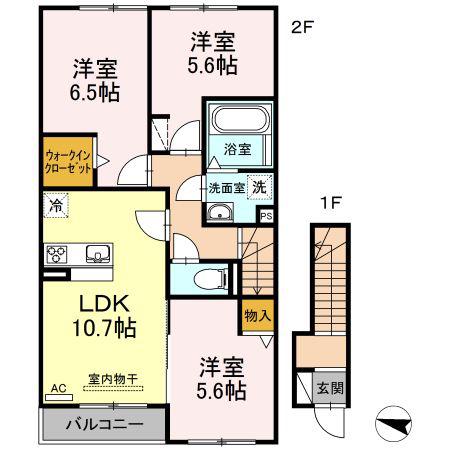 キャスパ(3LDK/2階)の間取り写真