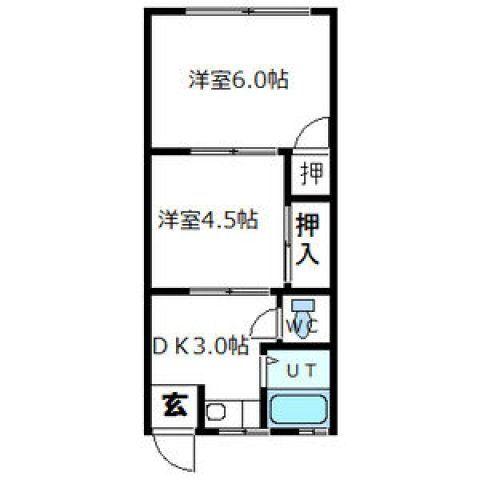 久宝寺コーポ(2DK/2階)の間取り写真