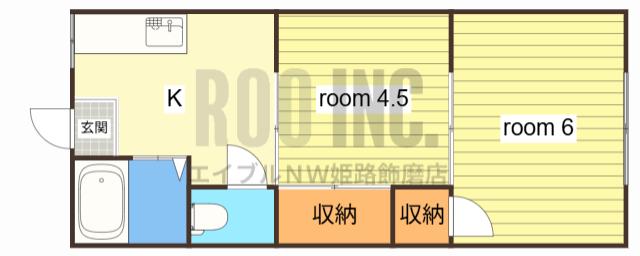 白楊荘(2K/1階)の間取り写真