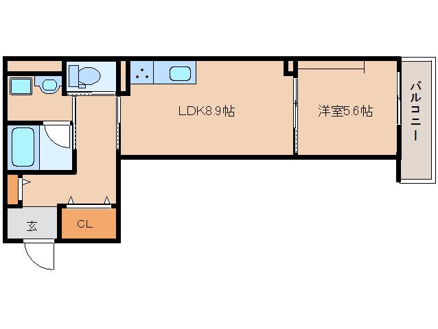 ロイヤルテラス西大寺(1LDK/2階)の間取り写真