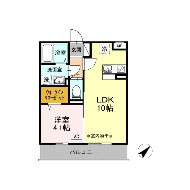 D-ROOM ミルキーウェイ(1LDK/1階)の間取り写真