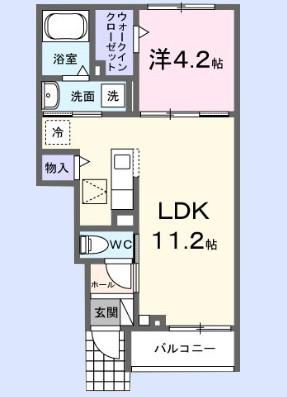 ＪＲ川越線 南古谷駅 徒歩8分 2階建 築1年(1LDK/1階)の間取り写真