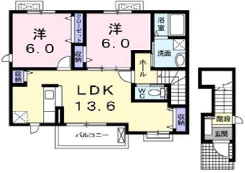 クアレンタ(2LDK/2階)の間取り写真