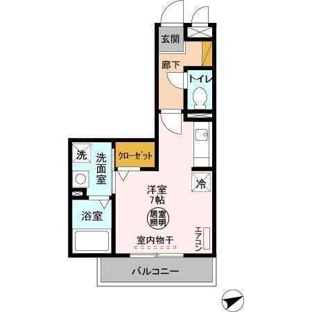 プラージュ横渚(ワンルーム/2階)の間取り写真