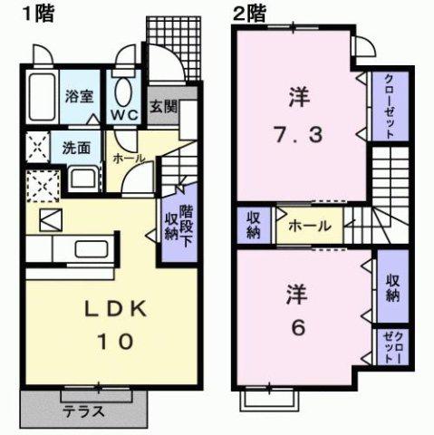 ベル ファミーユII 3番館(2LDK/1階)の間取り写真