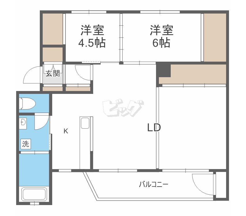 西野ハイツC(2LDK/4階)の間取り写真