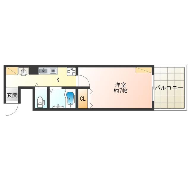 アフィット我孫子(1K/1階)の間取り写真