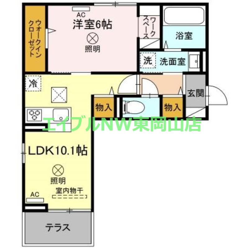 トリシア原尾島(1LDK/1階)の間取り写真