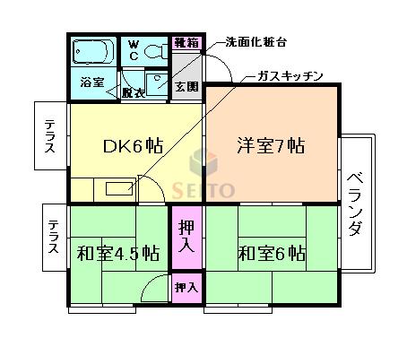 アメニティハイム(3DK/2階)の間取り写真