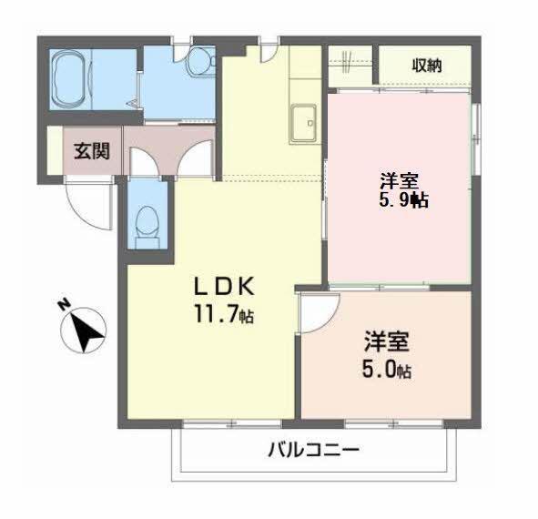 シャーメゾン日吉A(2LDK/1階)の間取り写真