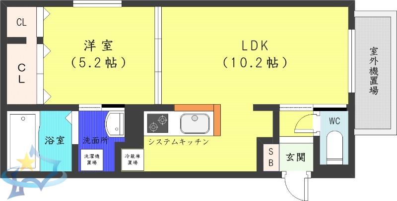 D-ROOM発寒南(1LDK/2階)の間取り写真