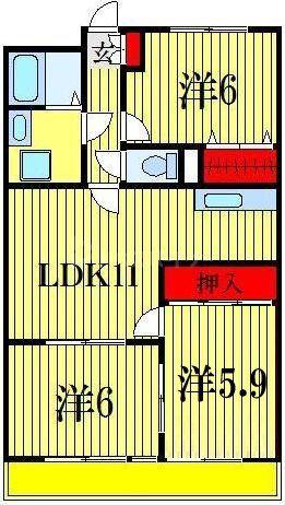 グランドエル(3LDK/3階)の間取り写真
