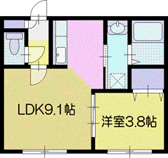 ワイスレーベン(1LDK/3階)の間取り写真