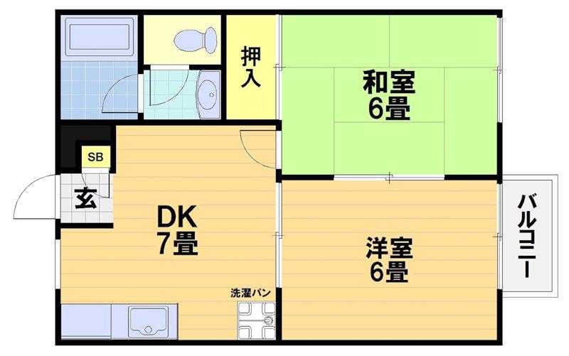 RRハイツ(2DK/2階)の間取り写真