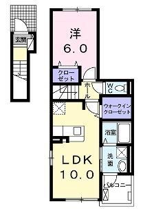 スカイレジデンスII(1LDK/2階)の間取り写真
