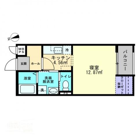 ミュー亀井町(1K/4階)の間取り写真
