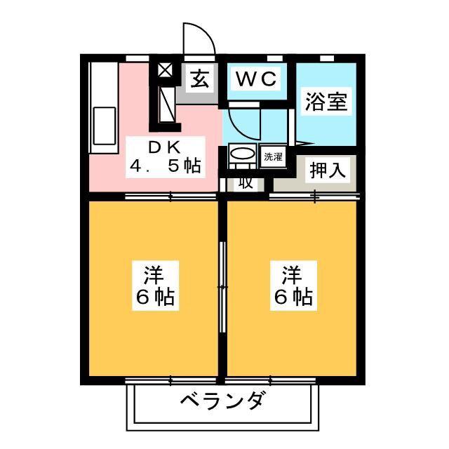 サンヴィレッジ割田 C棟(2DK/1階)の間取り写真